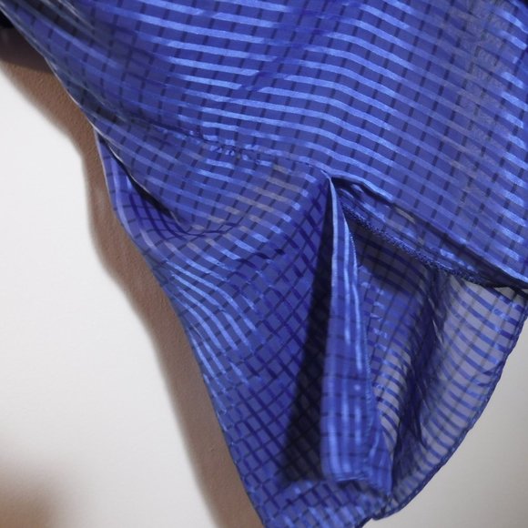 Cowl-neck chiffon dress with peplum & dolby sleeves, vintage 1970s-1980s - Picture 8 of 16